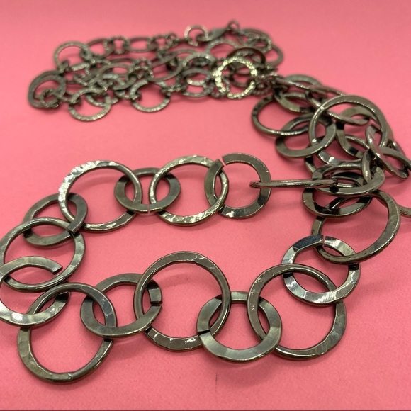 Gunmetal Link Long Necklace - Picture 7 of 9